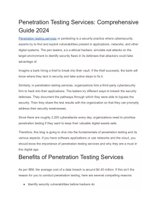 penetration testing services comprehensive guide