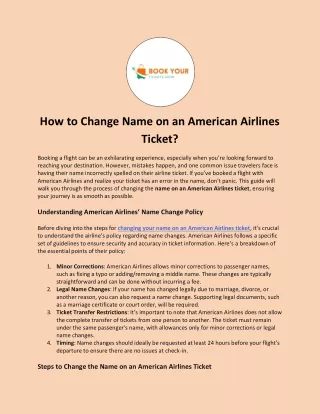 How to Change Name on an American Airlines Ticket?