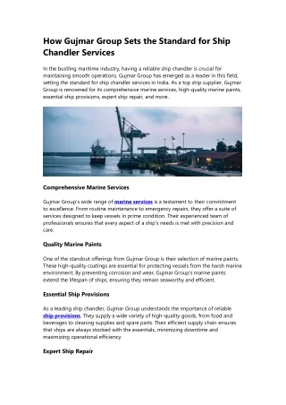how gujmar group sets the standard for ship