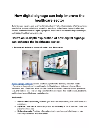How digital signage can help improve the healthcare sector