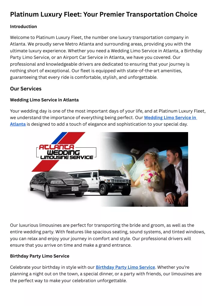 PPT - Platinum Luxury Fleet Your Premier Transportation Choice ...