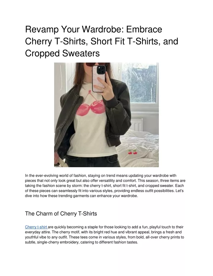 revamp your wardrobe embrace cherry t shirts short fit t shirts and cropped sweaters