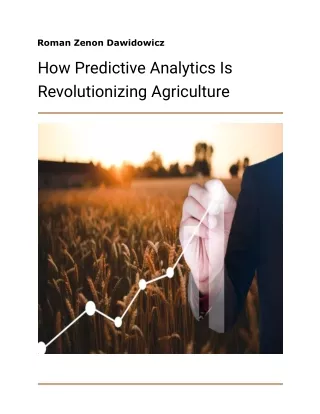 Innovating Agriculture and Predictive Analytics