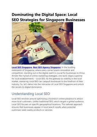 Dominating the Digital Space  Local SEO Strategies for Singapore Businesses