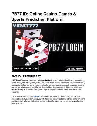 PB77 ID_ Online Casino Games & Sports Prediction Platform