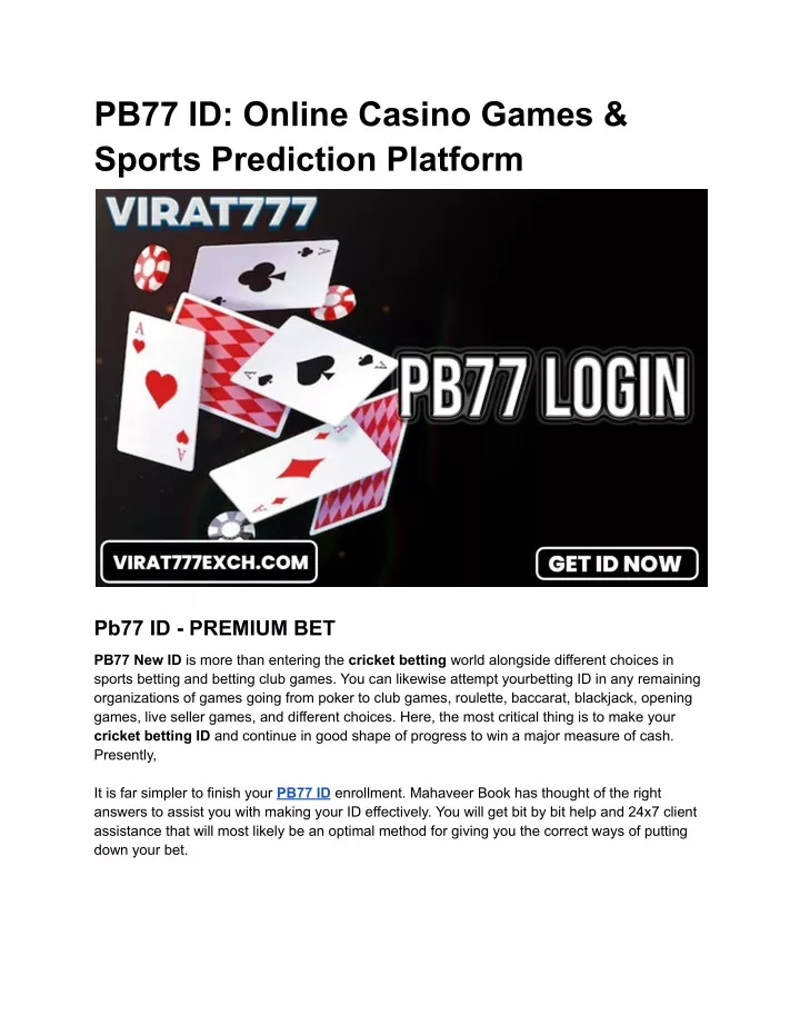 pb77 id online casino games sports prediction