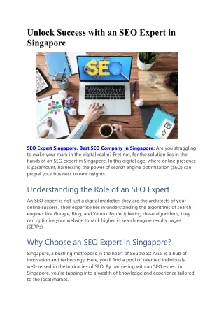 Unlock Success with an SEO Expert in Singapore