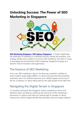 Unlocking Success  The Power of SEO Marketing in Singapore