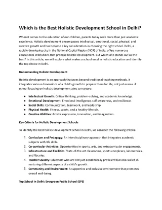 which is the best holistic development school