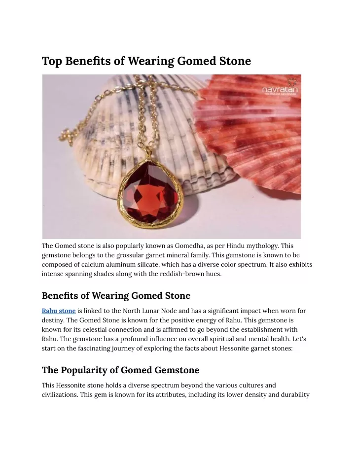 top benefits of wearing gomed stone