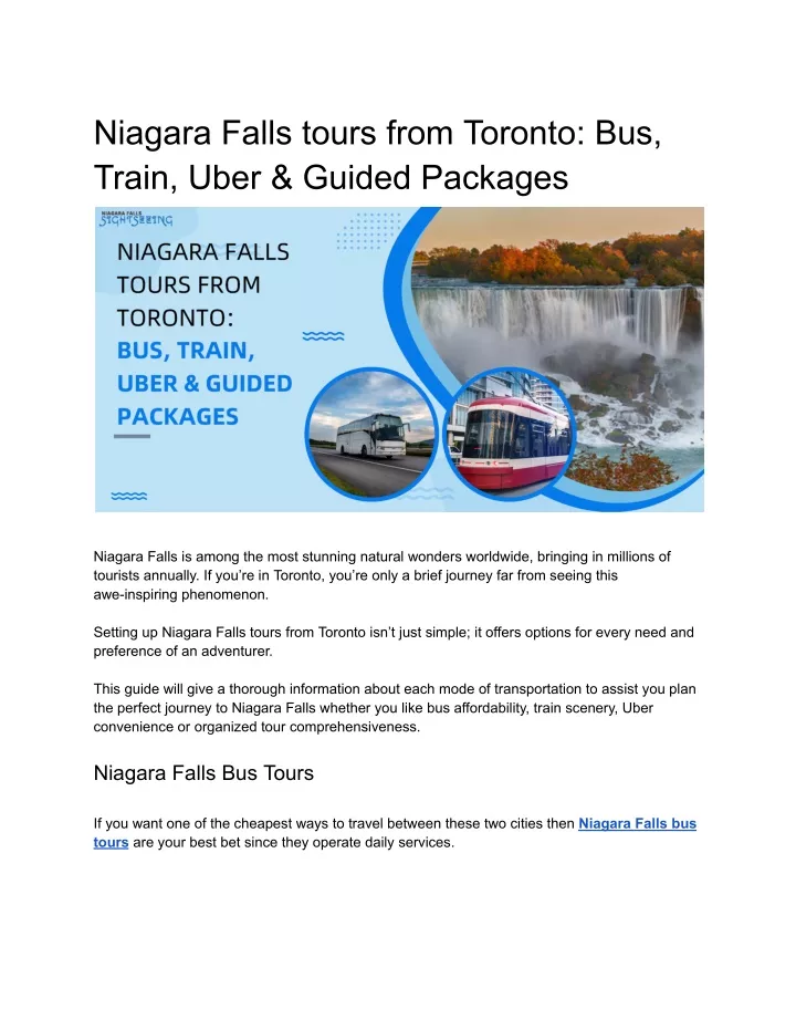 niagara falls tours from toronto bus train uber