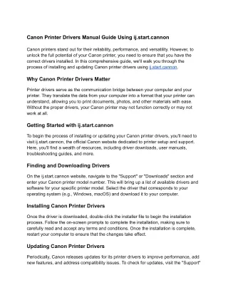 Canon Printer Drivers Manual Guide Using ij.start.cannon