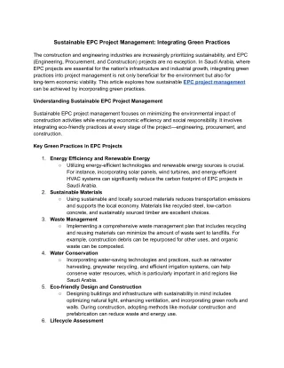 Sustainable EPC Project Management_ Integrating Green Practices