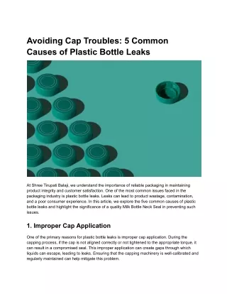 Avoiding Cap Troubles_ 5 Common Causes of Plastic Bottle Leaks