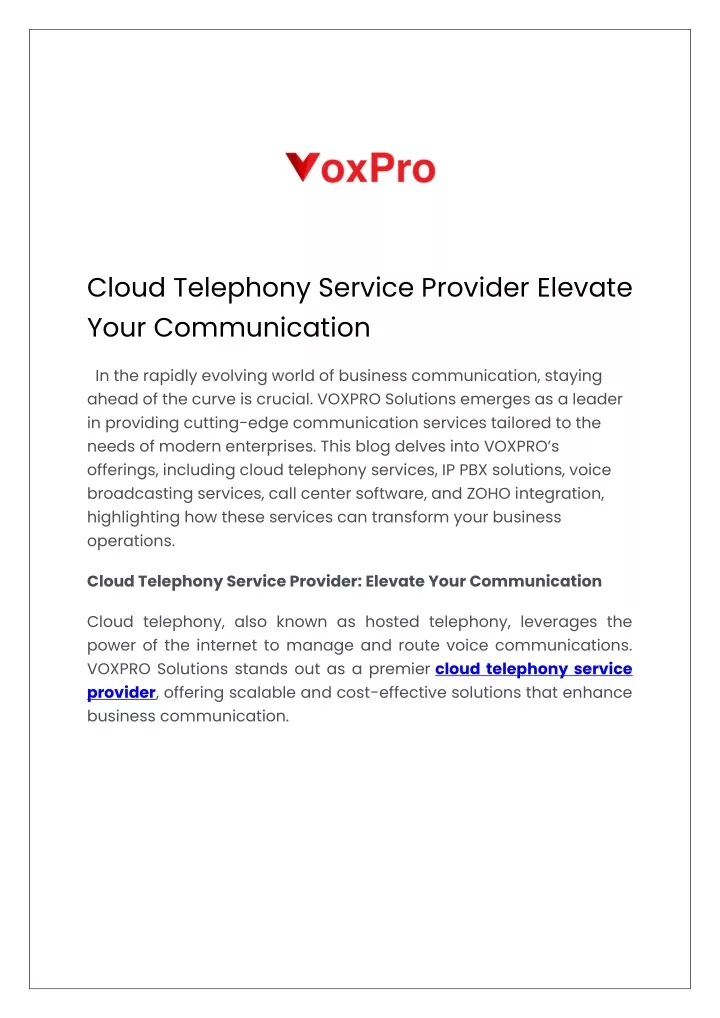 cloud telephony service provider elevate your