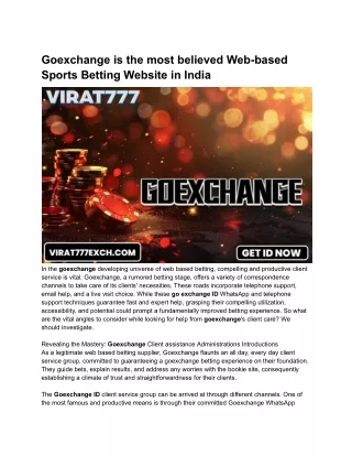 goexchange is the most believed web based sports