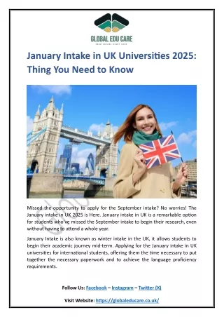 January Intake in UK Universities 2025 Thing You Need To Know