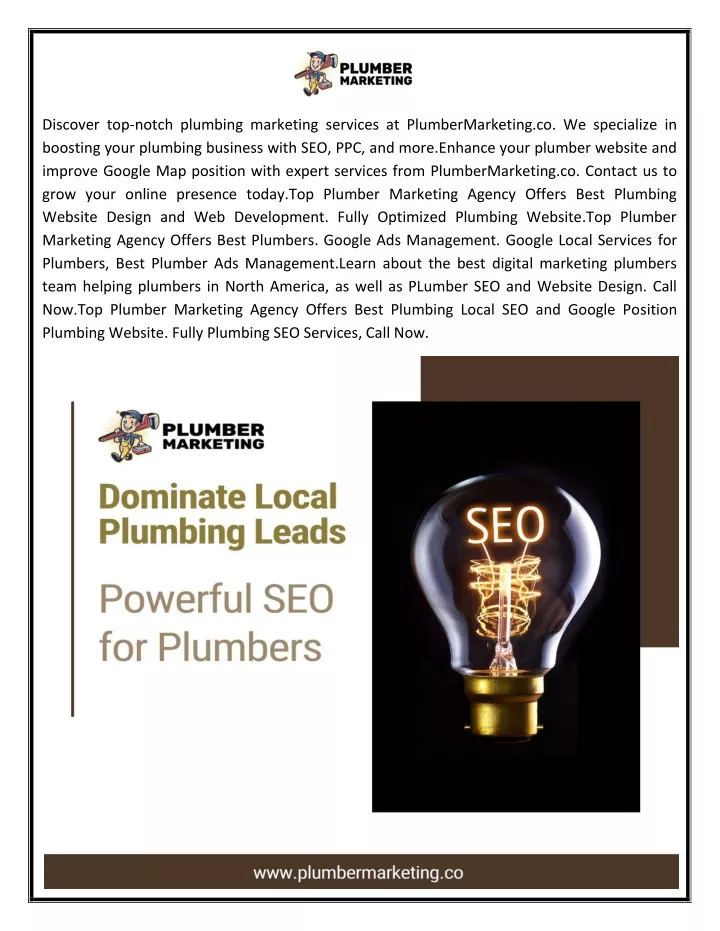 discover top notch plumbing marketing services