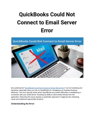 quickbooks could not connect to email server error