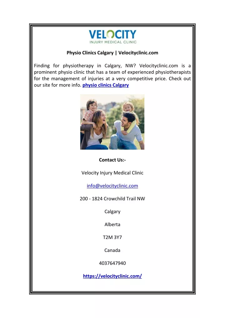 physio clinics calgary velocityclinic com