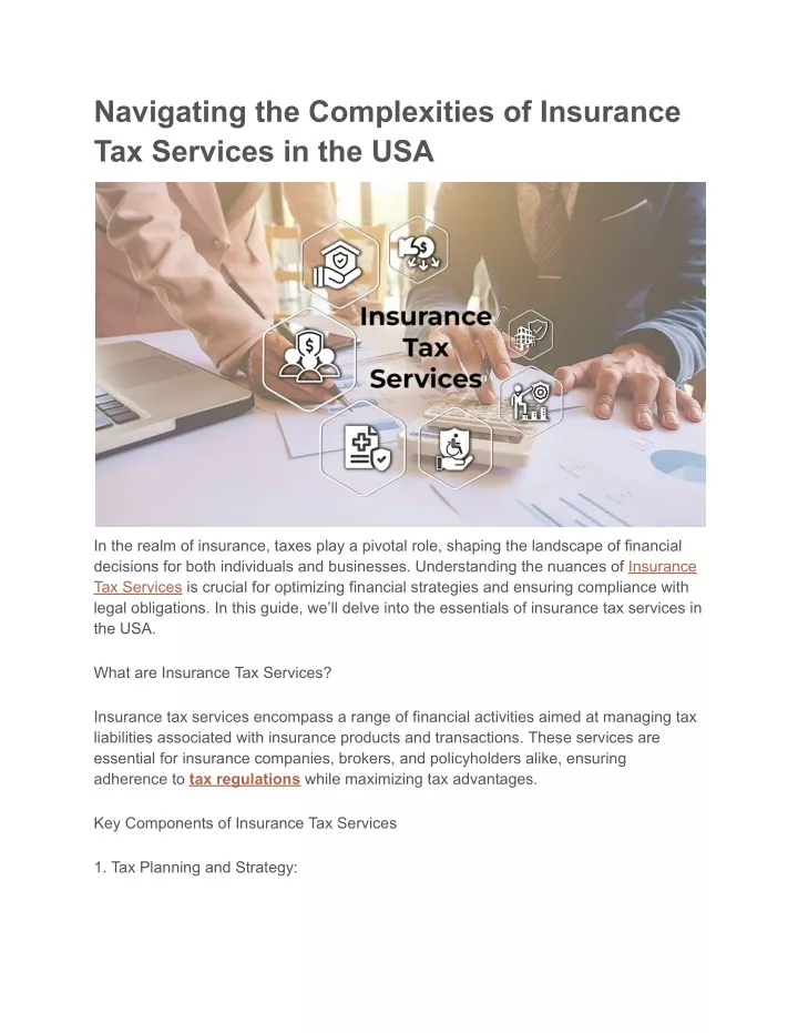 PPT - Navigating the Complexities of Insurance Tax Services in the USA PowerPoint Presentation 