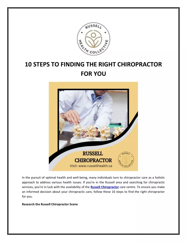 10 steps to finding the right chiropractor for you