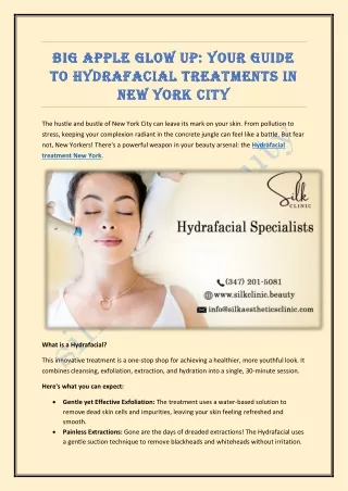 Your Guide to Hydrafacial Treatments in New York City