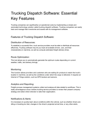 Explore Essential Features of Trucking Dispatch Software