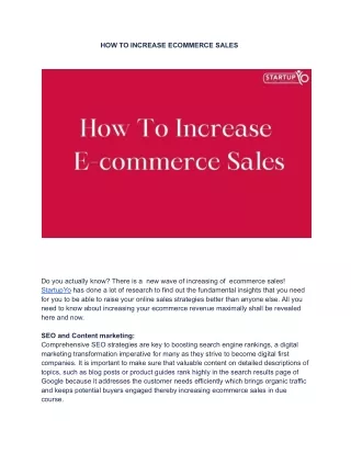 HOW TO INCREASE ECOMMERCE SALES