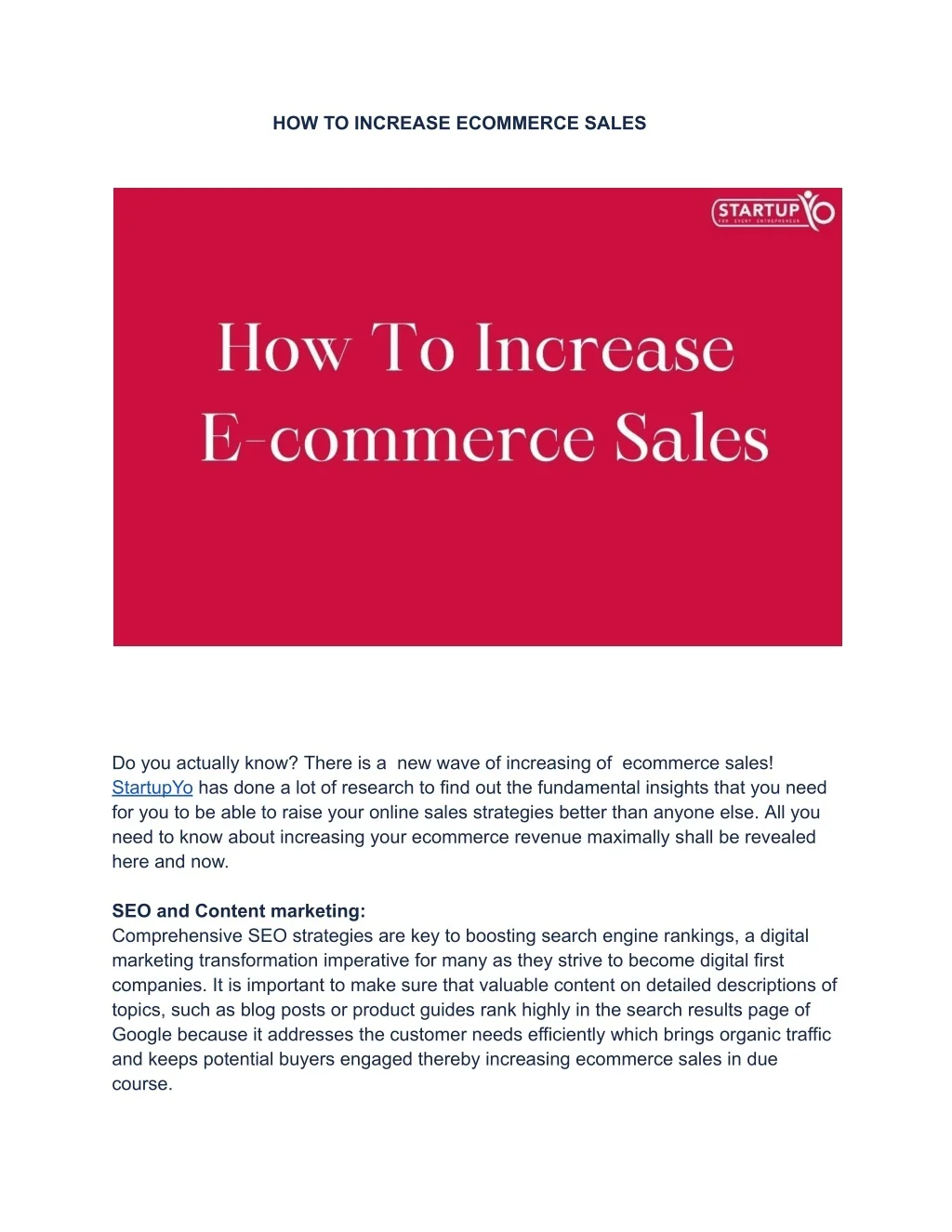 PPT - HOW TO INCREASE ECOMMERCE SALES PowerPoint Presentation, free ...