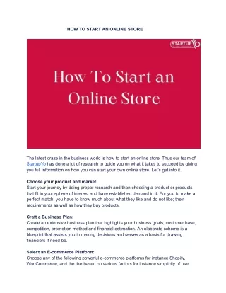 HOW TO START AN ONLINE STORE