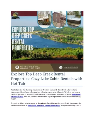 Explore Top Deep Creek Rental Properties- Cozy Lake Cabin Rentals with Hot Tub