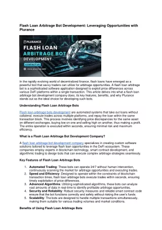 Flash Loan Arbitrage Bot Development Document