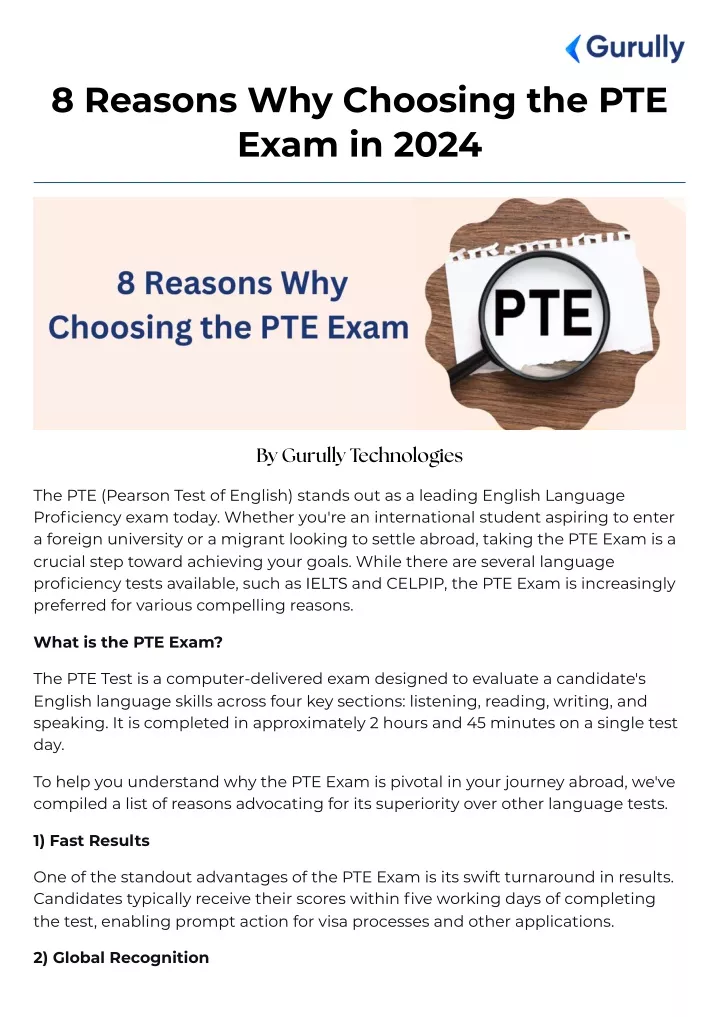 8 reasons why choosing the pte exam in 2024