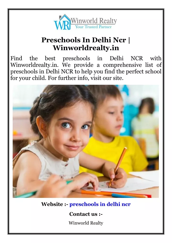 preschools in delhi ncr winworldrealty in