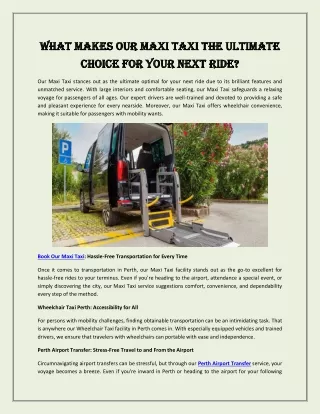 Why Trust Perth Maxi Taxi for Your Wheelchair Transfer Needs?