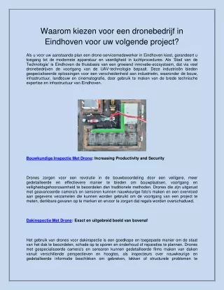 Waarom kiezen voor een dronebedrijf in Eindhoven voor uw volgende project?