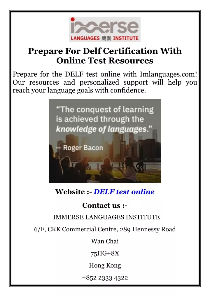 prepare for delf certification with online test