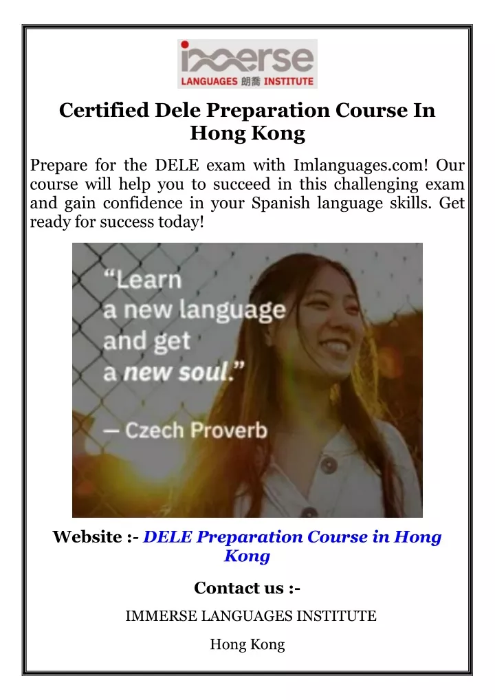 certified dele preparation course in hong kong