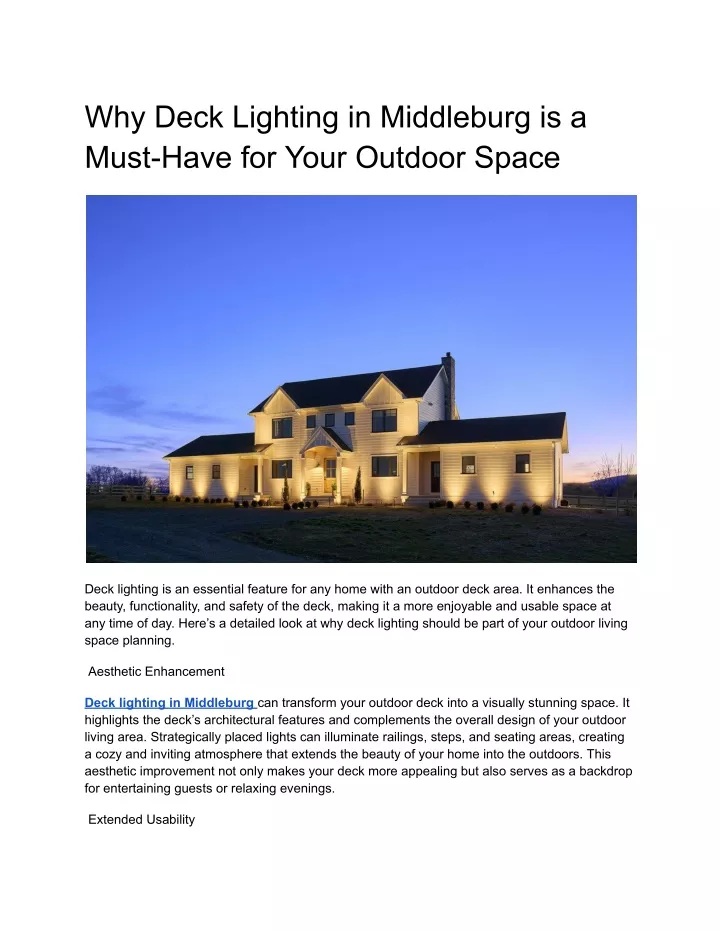 why deck lighting in middleburg is a must have