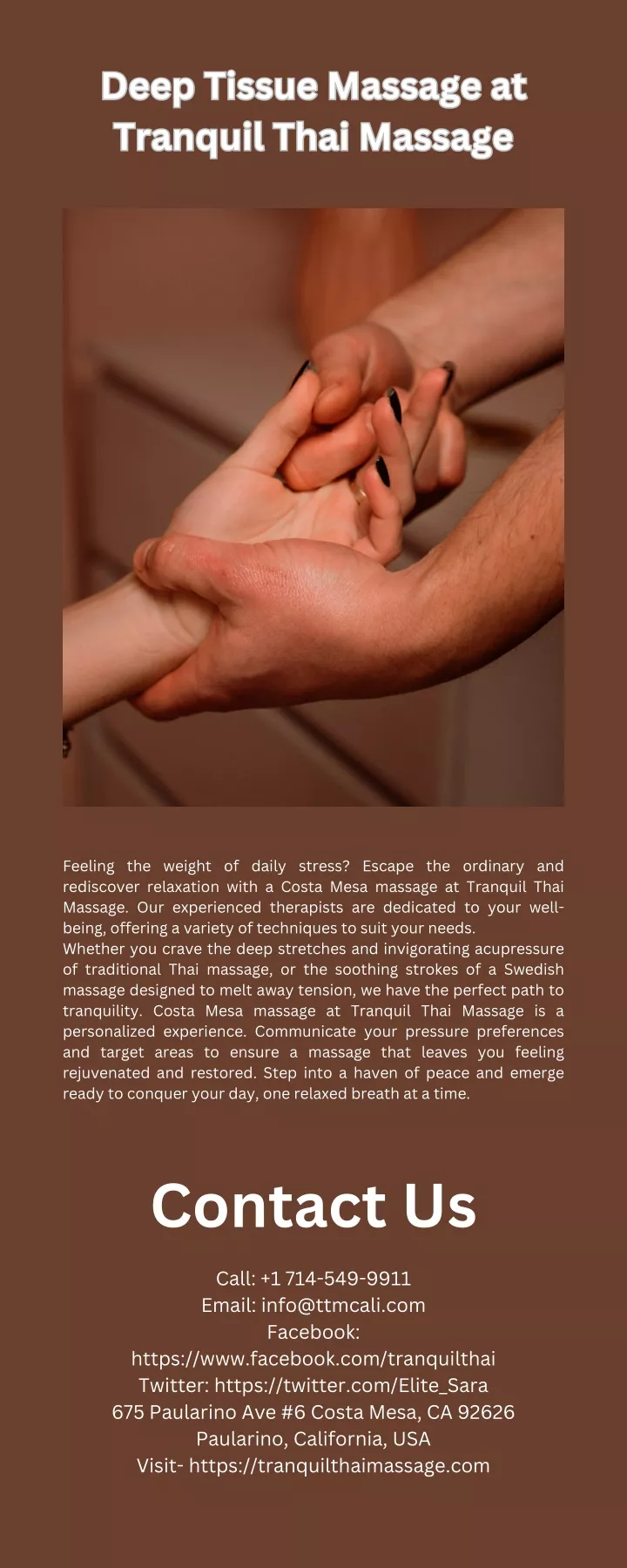 deep tissue massage at tranquil thai massage