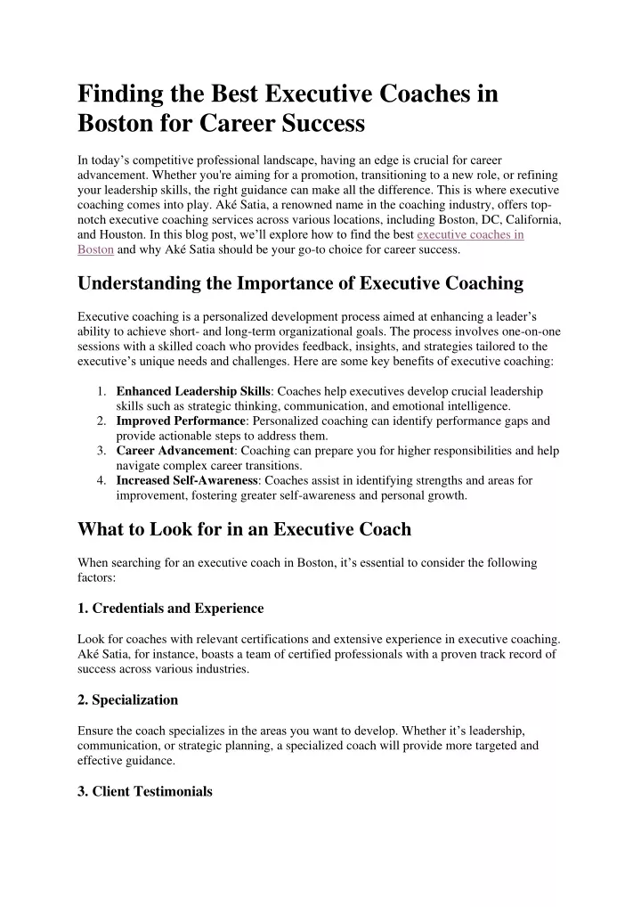 finding the best executive coaches in boston