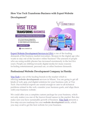 How Vise Tech Transforms Business with Expert Website Development