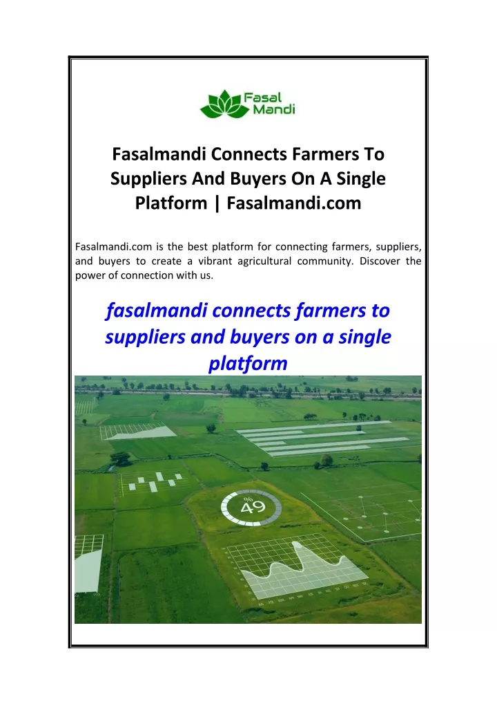 fasalmandi connects farmers to suppliers