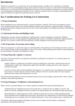 Parking Lot Construction: Key Considerations and Steps