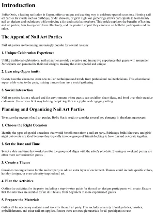 BoBa Oasis: Host Nail Art Parties for Special Occasions
