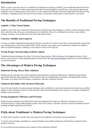 Traditional vs Modern Paving Techniques: What's Best for You?