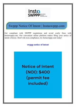 Swppp Notice Of Intent Instaswppp.com