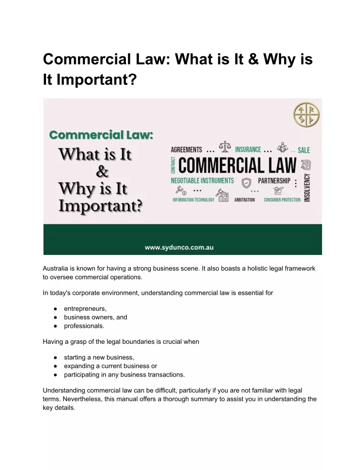 commercial law what is it why is it important