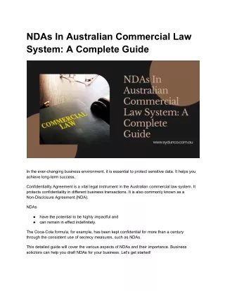 ndas in australian commercial law system